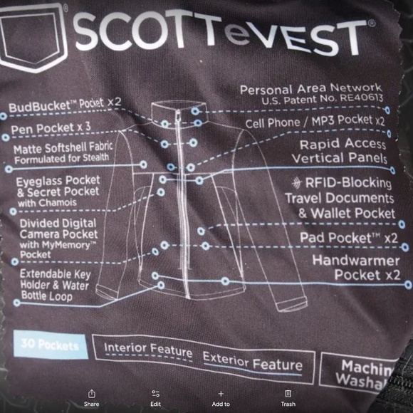SCOTTeVEST- Mens Large SeV TEC Convertible Travel Jacket -Black - Picture 16 of 16